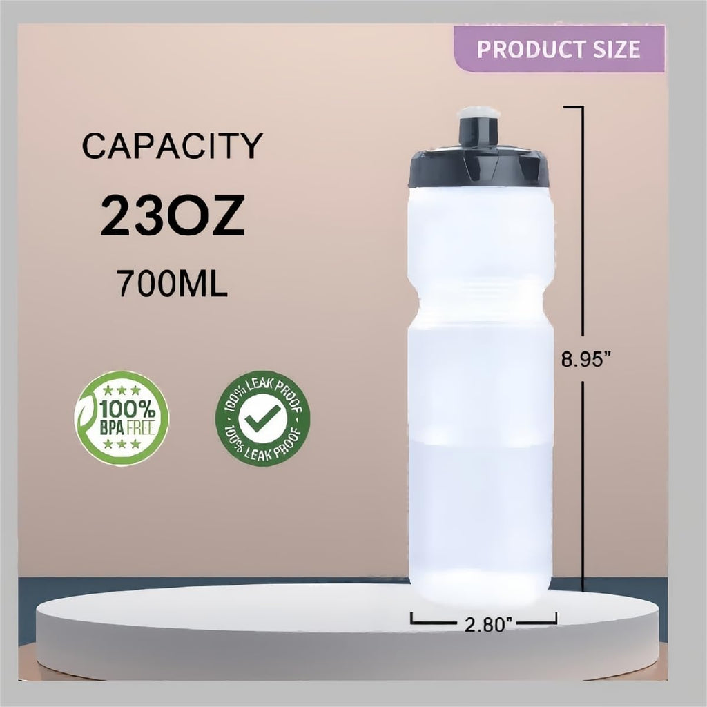 Squeeze Sports Water Bottle, 24oz Leak-Proof BPA-Free Cycling Water Bottles, Suitable for Cycling Gym Hiking Outdoor Sports.(clear)………