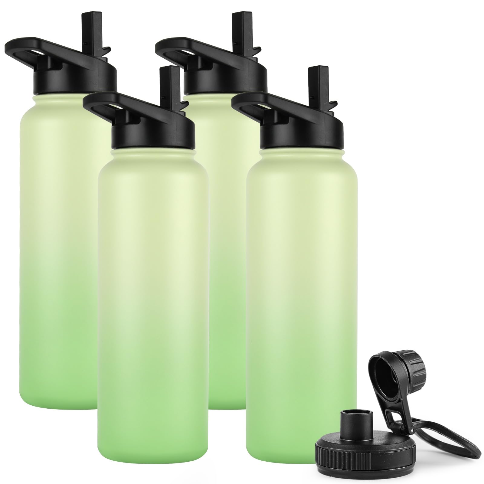 DOMICARE Insulated Water Bottle, 22 oz Vacuum Insulated Stainless Steel Reusable Sports Bottle with Straw Lid & Spout Lid for Travel, Camping, Bike, Leakproof, White, 8 Pack