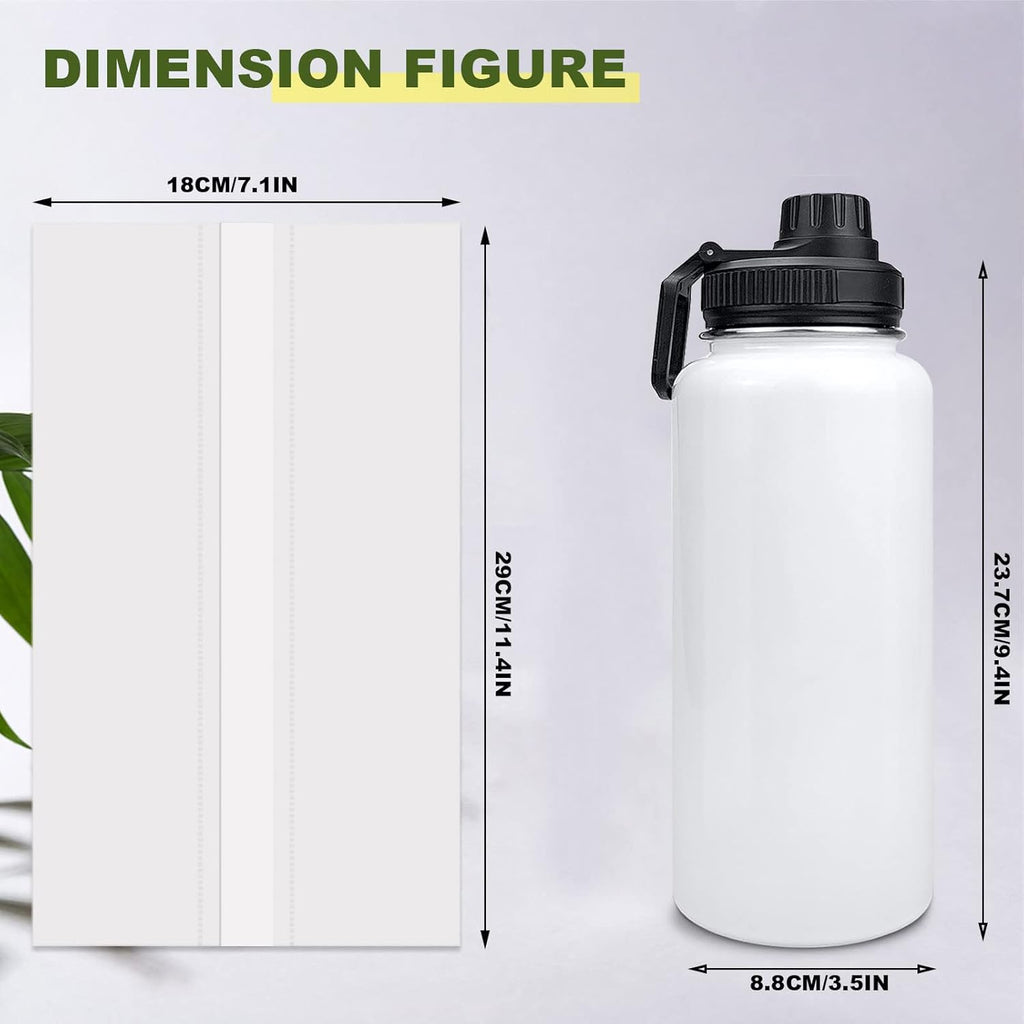 32oz Stainless Steel Sublimation Sports Water Bottle,Insulated Thermos Mugs with Shrink Wrap Films and Wide Mouth Lid,Double Wall Vacuum Tumbler Keeps Liquids Hot or Cold (White 8 PACK)