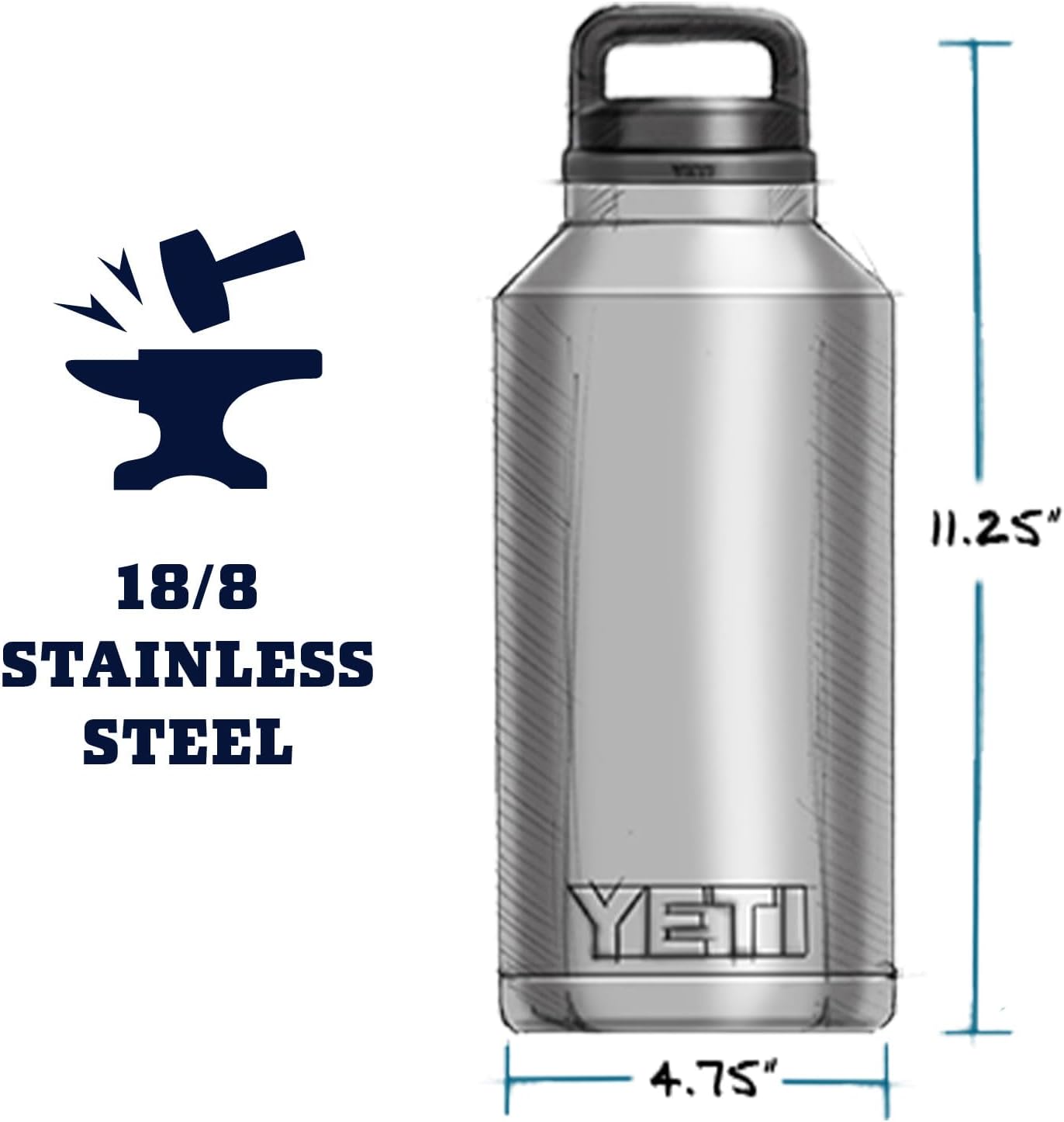 YETI Rambler 64 oz Bottle, Vacuum Insulated, Leakproof, Stainless Steel with Chug Cap, Low Country Peach