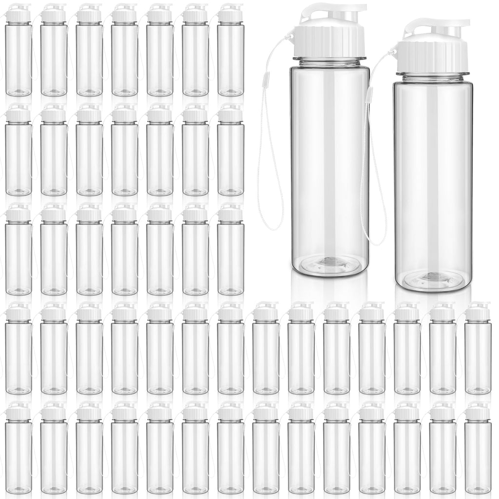 Domensi 50 Pieces Plastic Water Bottle Bulk 17 oz Sports Adults Reusable Large Water Bottles with Leak Proof Flip Top for Adults Fitness(Black)