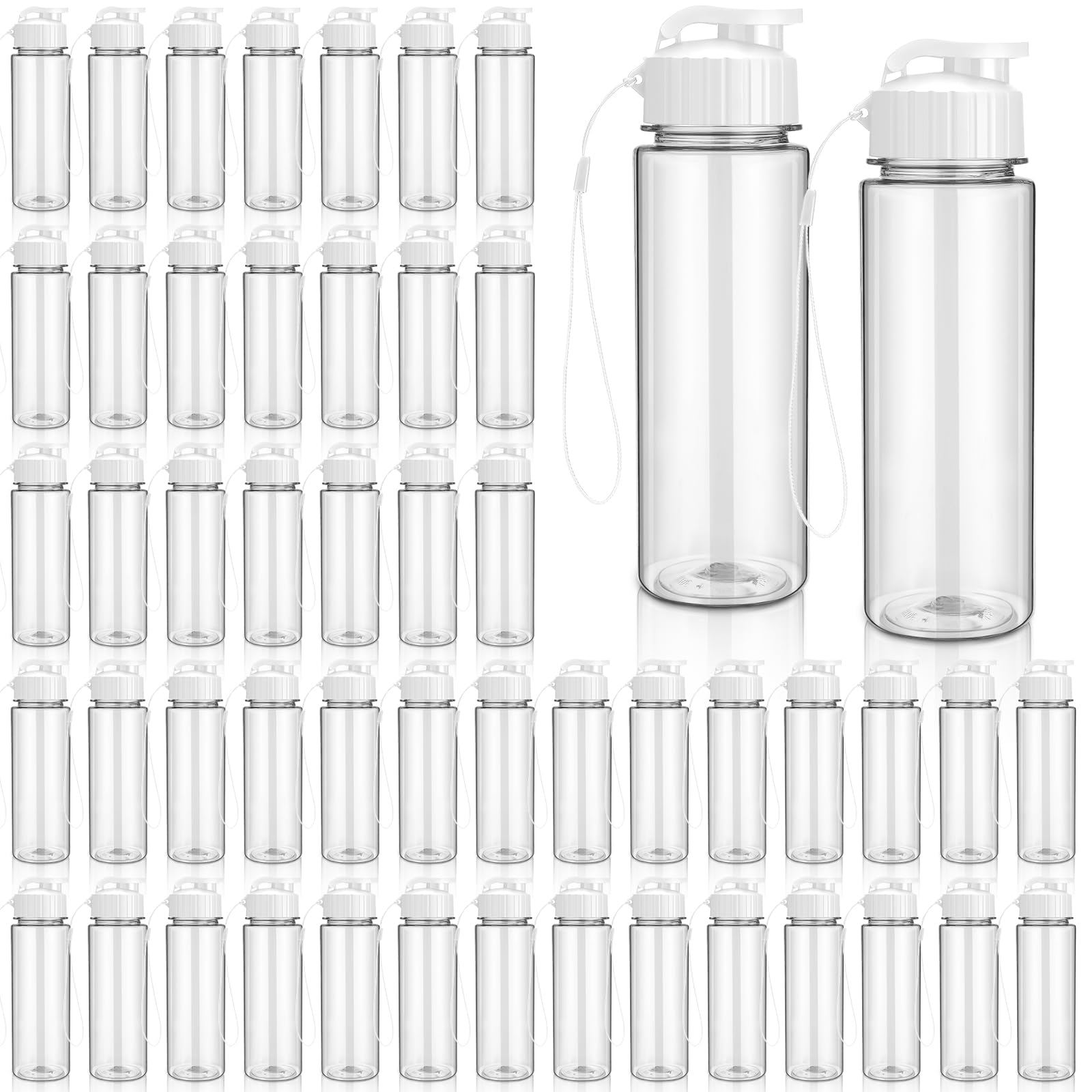 Domensi 50 Pieces Plastic Water Bottle Bulk 17 oz Sports Adults Reusable Large Water Bottles with Leak Proof Flip Top for Adults Fitness(Black)