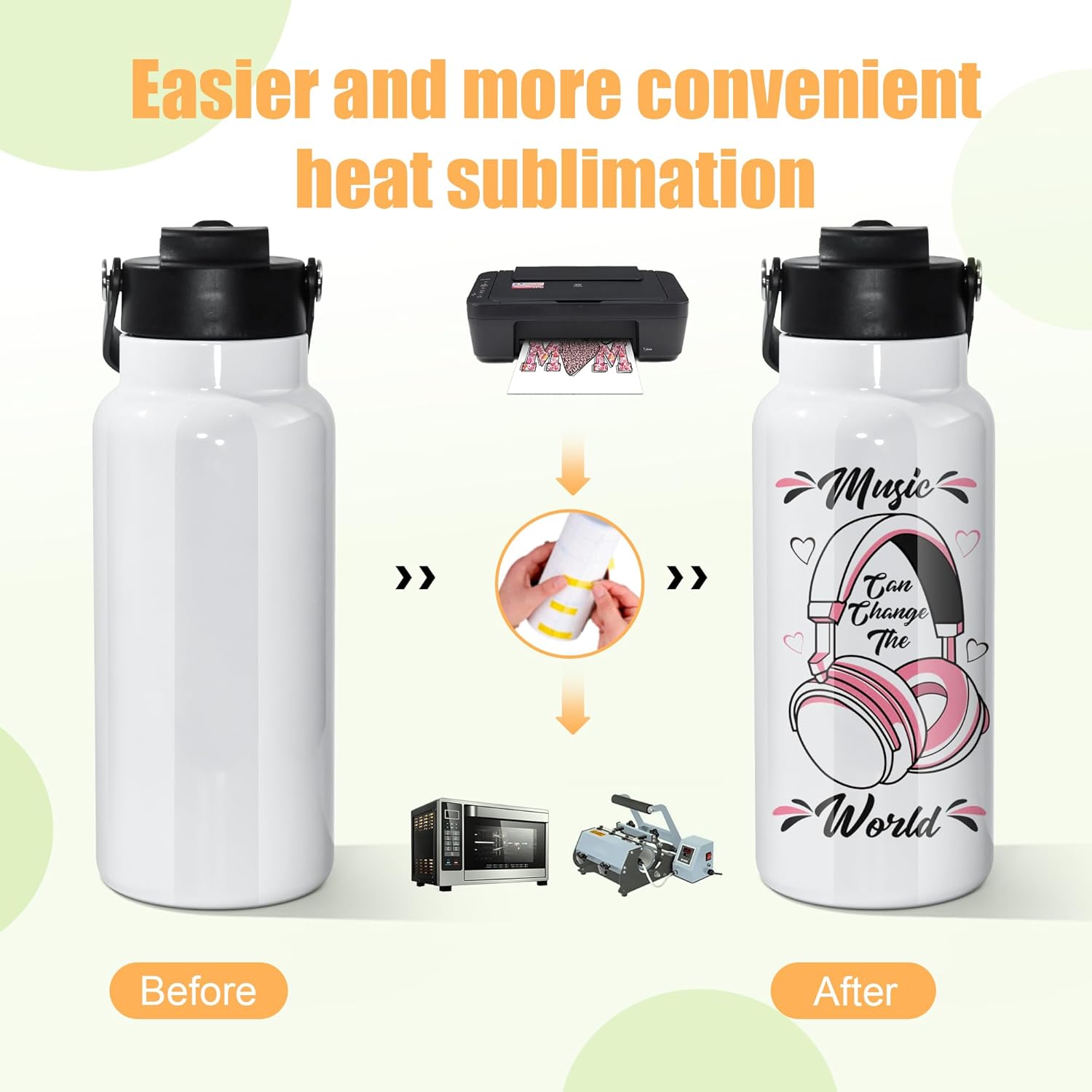 AGH 32 oz Sublimation Water Bottle Blanks, 8 Pack Double Wall Vacuum Flask Stainless Steel Sublimation Tumbler blank Sports Wide Mouth Water Bottle with Straw and Portable Handle