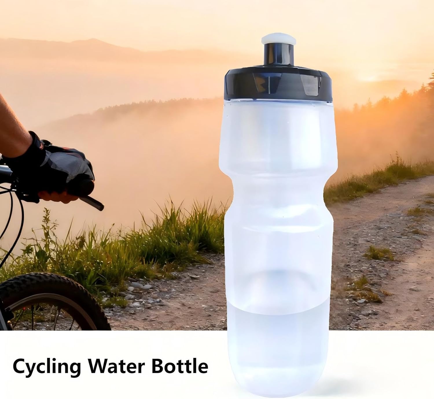 Bike Water Bottle Sports Squeeze Bottle, 24oz Bicycle Water Bottles with a Leak-proof Cap, BPA Free, Suitable for Gym Cycling Hiking Outdoor Sports.(clear