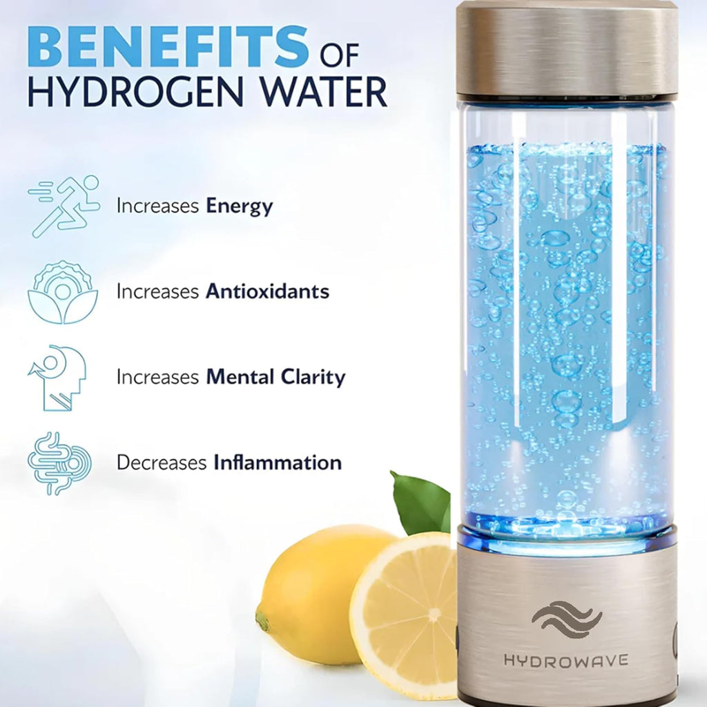 Lazra Hydrowave Hydrogen Water Bottles, Portable Hydrogenated Water Bottle with SPE PEM Technology, 420ml Hydrogen Water Bottle Generator, Rechargeable Ionizer Machine for Home, Office, Travel