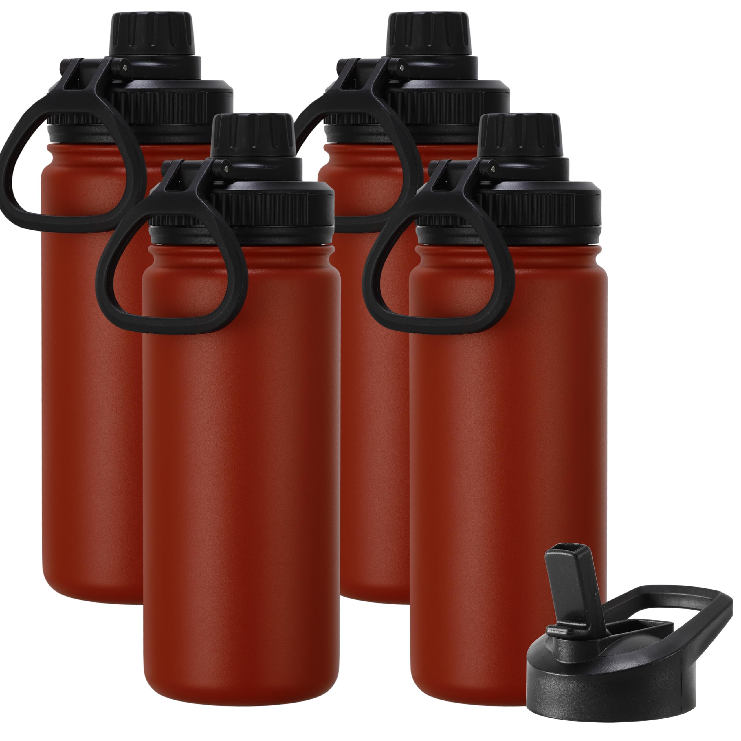 DOMICARE Insulated Water Bottle, 22 oz Vacuum Insulated Stainless Steel Reusable Sports Bottle with Straw Lid & Spout Lid for Travel, Camping, Bike, Leakproof, White, 8 Pack