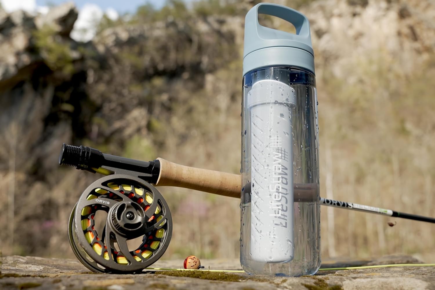 LifeStraw Go Series, BPA-Free Water Bottle for Travel and Everyday Use Removes Bacteria, Parasites, Microplastics, Improves Taste, 22oz 2-Pack; Icelandic Blue and Aegean Sea