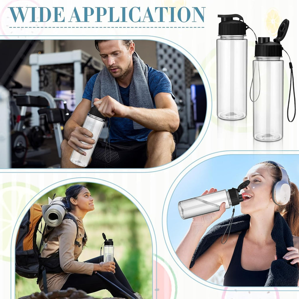 Domensi 50 Pieces Plastic Water Bottle Bulk 17 oz Sports Adults Reusable Large Water Bottles with Leak Proof Flip Top for Adults Fitness(Black)